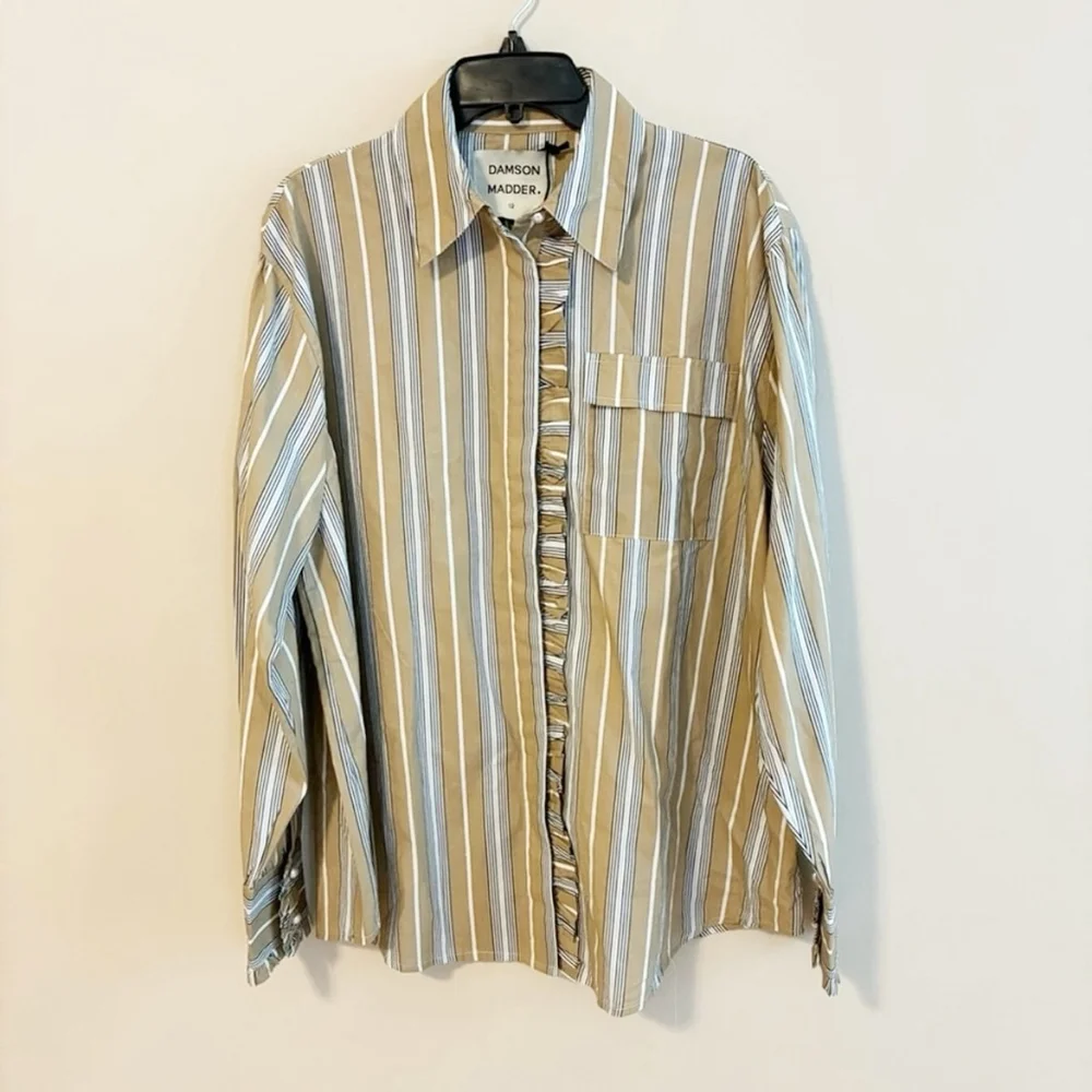 Damson Madder NWT Kylie ruffled button down long sleeve shirt size UK12(US 8) - Picture 3 of 16